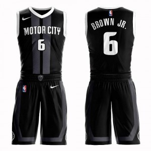 Nike NBA Maillot Bruce Brown Jr. Detroit Pistons #6 Noir Homme Suit City Edition