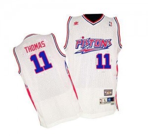 Mitchell and Ness Maillots De Basket Thomas Pistons Throwback Homme #11 Blanc