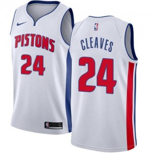 Maillots Basket Mateen Cleaves Pistons Blanc Association Edition #24 Homme Nike