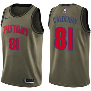 Maillots Calderon Pistons Nike #81 Salute to Service Homme vert