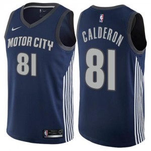 Maillots Basket Calderon Detroit Pistons City Edition No.81 bleu marine Nike Enfant