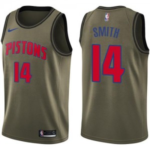 Nike NBA Maillots Ish Smith Detroit Pistons No.14 vert Enfant Salute to Service