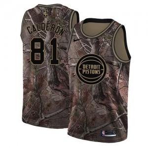 Nike NBA Maillots Calderon Detroit Pistons Homme Camouflage #81 Realtree Collection