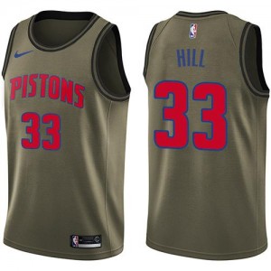 Maillot De Hill Detroit Pistons Nike Homme #33 vert Salute to Service
