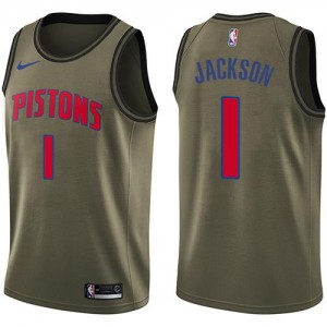 Maillots De Reggie Jackson Pistons Salute to Service vert No.1 Homme Nike