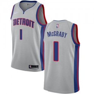 Nike Maillots De Basket Tracy McGrady Detroit Pistons Enfant Statement Edition Argent No.1