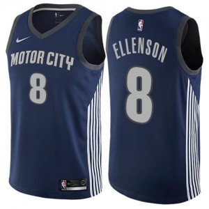 Nike Maillots Basket Ellenson Pistons Enfant #8 bleu marine City Edition