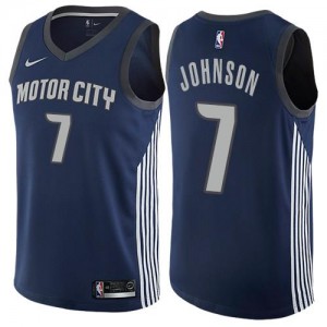 Maillots Basket Stanley Johnson Pistons #7 City Edition Nike Homme bleu marine