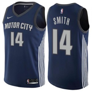 Nike Maillots Basket Smith Pistons bleu marine No.14 City Edition Enfant