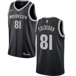 Nike NBA Maillot De Calderon Pistons Enfant No.81 Noir City Edition