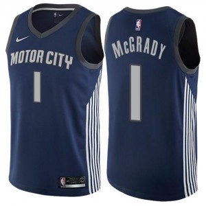 Nike NBA Maillots De McGrady Pistons City Edition bleu marine No.1 Enfant