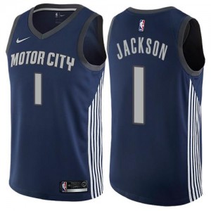 Nike Maillots De Jackson Pistons bleu marine City Edition #1 Homme