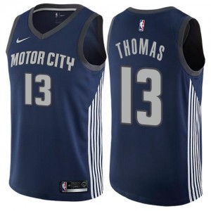 Nike NBA Maillots De Basket Khyri Thomas Pistons Homme bleu marine #13 City Edition