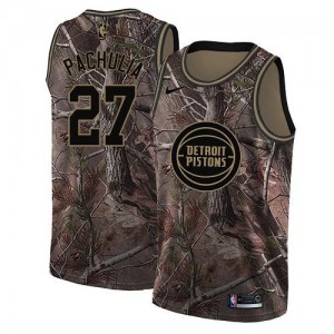 Maillot Basket Pachulia Pistons Nike Camouflage Homme #27 Realtree Collection