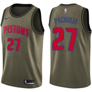 Maillots Pachulia Detroit Pistons Nike vert Homme #27 Salute to Service