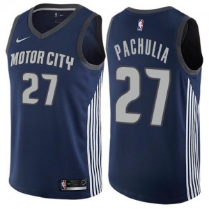Maillots Basket Pachulia Pistons City Edition Nike Homme bleu marine #27