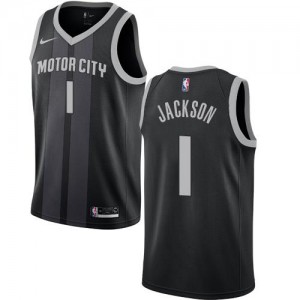 Nike Maillots Basket Reggie Jackson Detroit Pistons Noir #1 Enfant City Edition