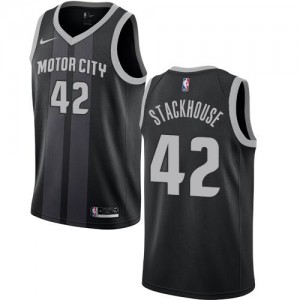 Maillots Basket Jerry Stackhouse Pistons Nike Noir Homme No.42 City Edition