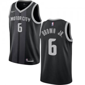 Nike NBA Maillots De Brown Jr. Detroit Pistons Noir #6 Homme City Edition