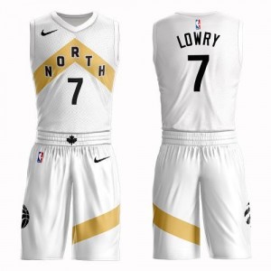Nike NBA Maillot Basket Kyle Lowry Toronto Raptors No.7 Enfant Blanc Suit City Edition