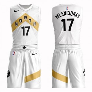 Nike NBA Maillots De Basket Jonas Valanciunas Raptors No.17 Blanc Suit City Edition Homme