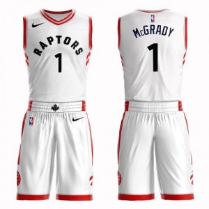 Maillot Tracy Mcgrady Toronto Raptors Homme No.1 Blanc Suit Association Edition Nike