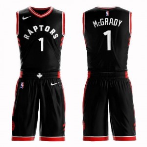 Nike NBA Maillots Basket Tracy Mcgrady Raptors No.1 Enfant Noir Suit Statement Edition