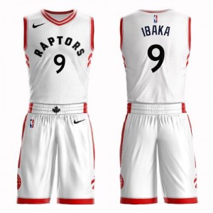 Nike NBA Maillots De Basket Serge Ibaka Raptors No.9 Enfant Suit Association Edition Blanc