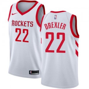 Nike Maillot Clyde Drexler Houston Rockets #22 Association Edition Blanc Homme