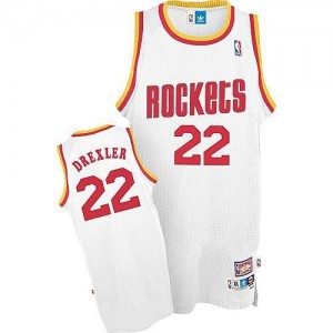 Adidas Maillots De Basket Clyde Drexler Houston Rockets No.22 Throwback Blanc Homme