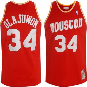 Maillots De Basket Hakeem Olajuwon Rockets Homme Adidas No.34 Throwback Rouge