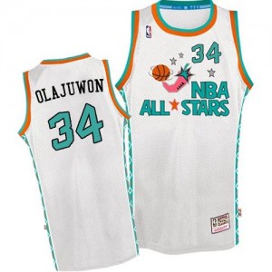 Maillot De Basket Olajuwon Houston Rockets Homme 1996 All Star Throwback Blanc Mitchell and Ness #34