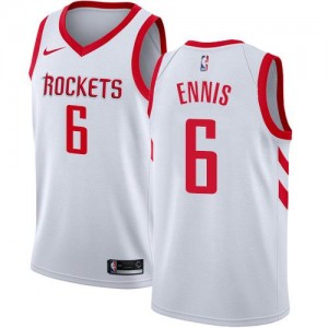 Maillots Ennis Houston Rockets #6 Blanc Homme Association Edition Nike
