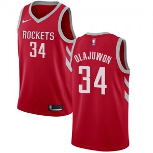 Nike NBA Maillots De Olajuwon Houston Rockets No.34 Enfant Icon Edition Rouge
