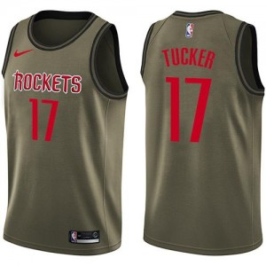Maillot Basket PJ Tucker Houston Rockets No.17 Homme vert Salute to Service Nike