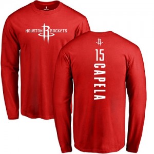 T-Shirt Clint Capela Houston Rockets Nike Long Sleeve Rouge Backer No.15 Homme & Enfant