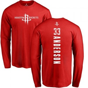 Nike NBA T-Shirts Ryan Anderson Houston Rockets #33 Rouge Backer Long Sleeve Homme & Enfant
