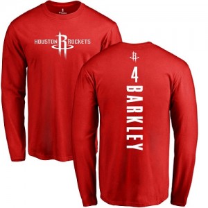 T-Shirts De Charles Barkley Rockets Long Sleeve Rouge Backer #4 Homme & Enfant Nike