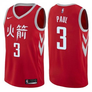 Maillots Chris Paul Rockets No.3 Rouge Enfant City Edition Nike