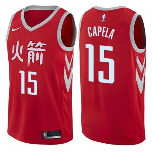 Maillot Capela Houston Rockets #15 Rouge Nike Homme City Edition