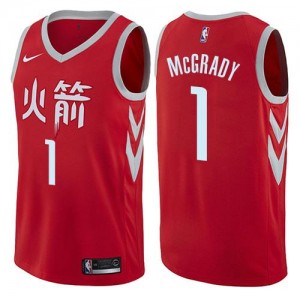 Nike Maillots Tracy McGrady Rockets City Edition Rouge Homme No.1