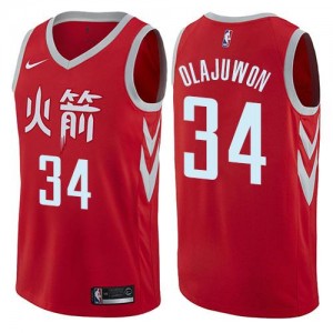 Nike Maillots Basket Hakeem Olajuwon Houston Rockets City Edition Homme Rouge #34
