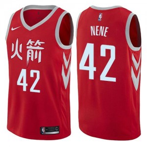 Nike NBA Maillots Nene Houston Rockets Homme City Edition Rouge No.42