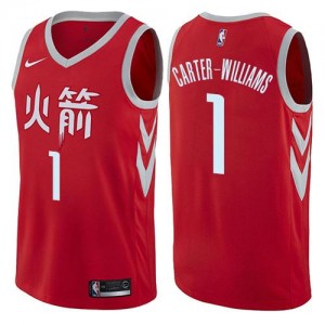 Maillot Basket Michael Carter-Williams Houston Rockets No.1 Homme Nike City Edition Rouge