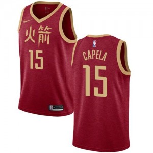 Nike Maillots Capela Houston Rockets 2018/19 City Edition Homme Rouge No.15