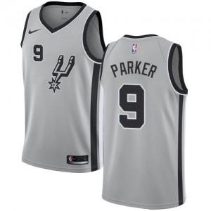 Nike NBA Maillots Basket Tony Parker San Antonio Spurs Homme Statement Edition #9 Argent