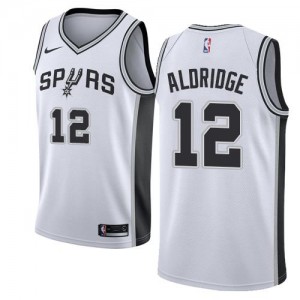 Nike Maillot Basket LaMarcus Aldridge Spurs Association Edition #12 Blanc Homme