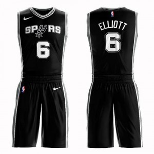 Nike NBA Maillots Basket Elliott Spurs Homme Noir Suit Icon Edition No.6