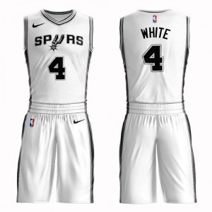 Nike Maillots Basket Derrick White San Antonio Spurs Suit Association Edition Blanc #4 Homme