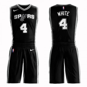 Maillots De Basket White San Antonio Spurs No.4 Enfant Suit Icon Edition Nike Noir